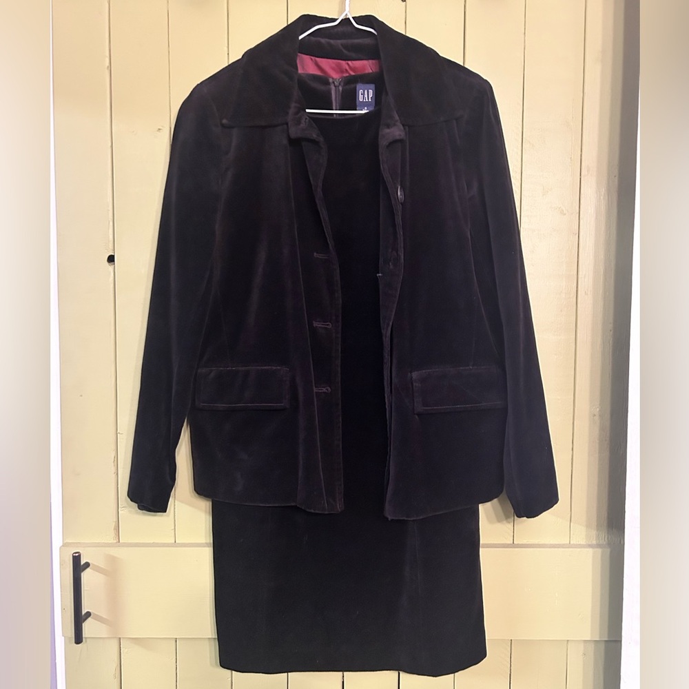 GAP Women's Black Velvet 2-Piece Blazer and Sleeveless Dress